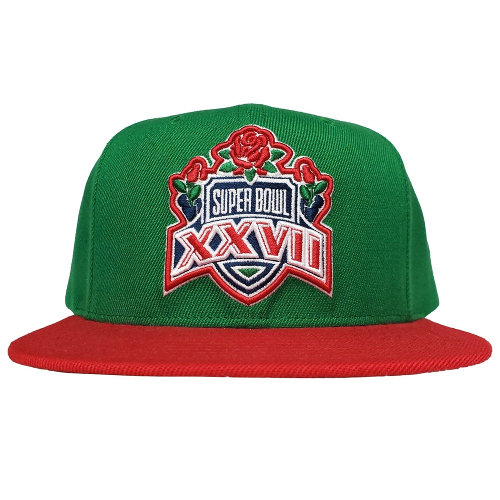 Super Bowl XXVII Mitchell & Ness NFL Snapback Cap Hat 3D Logo Green Red New